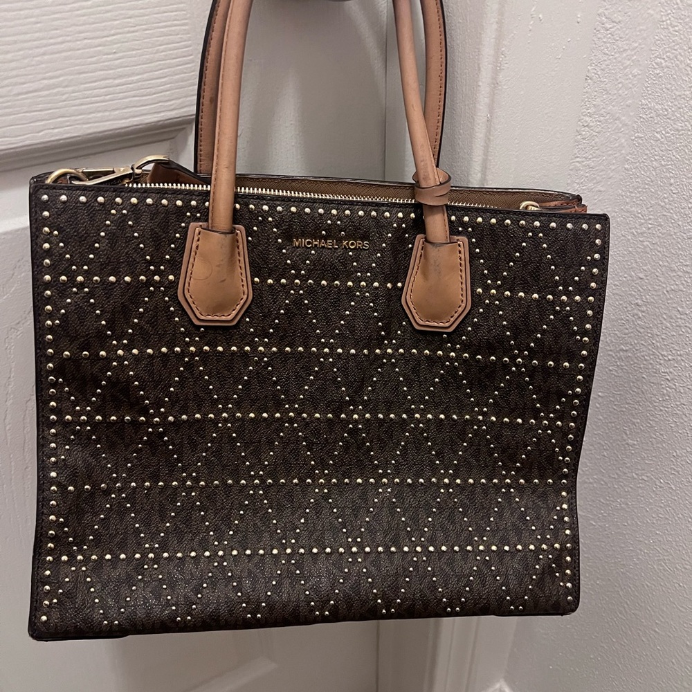 Michael Kors Dark Brown Studded Tote